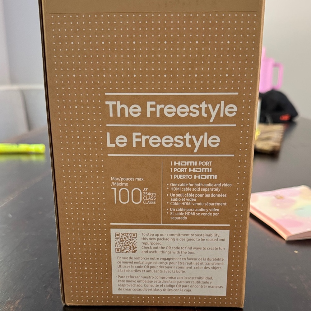 Samsung Freestyle Projector in Brown Packaging